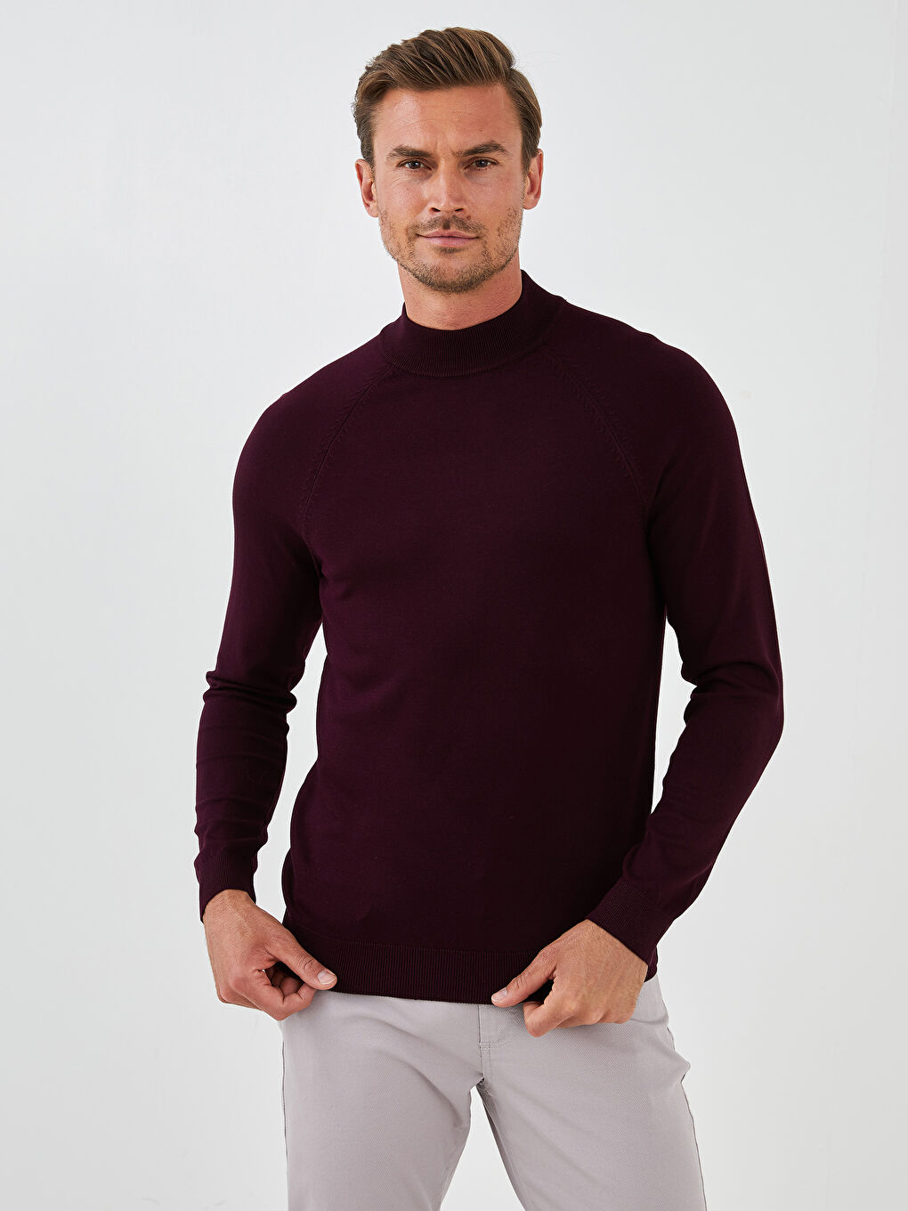 Half Turtleneck Long Sleeve Men's Knitwear Sweater-1