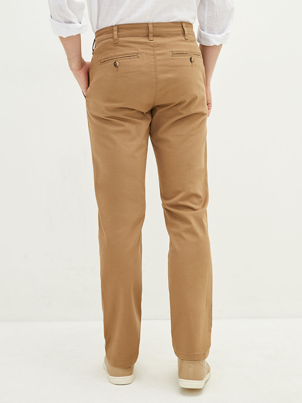 Bej Normal Kalıp Gabardin Erkek Chino Pantolon-4