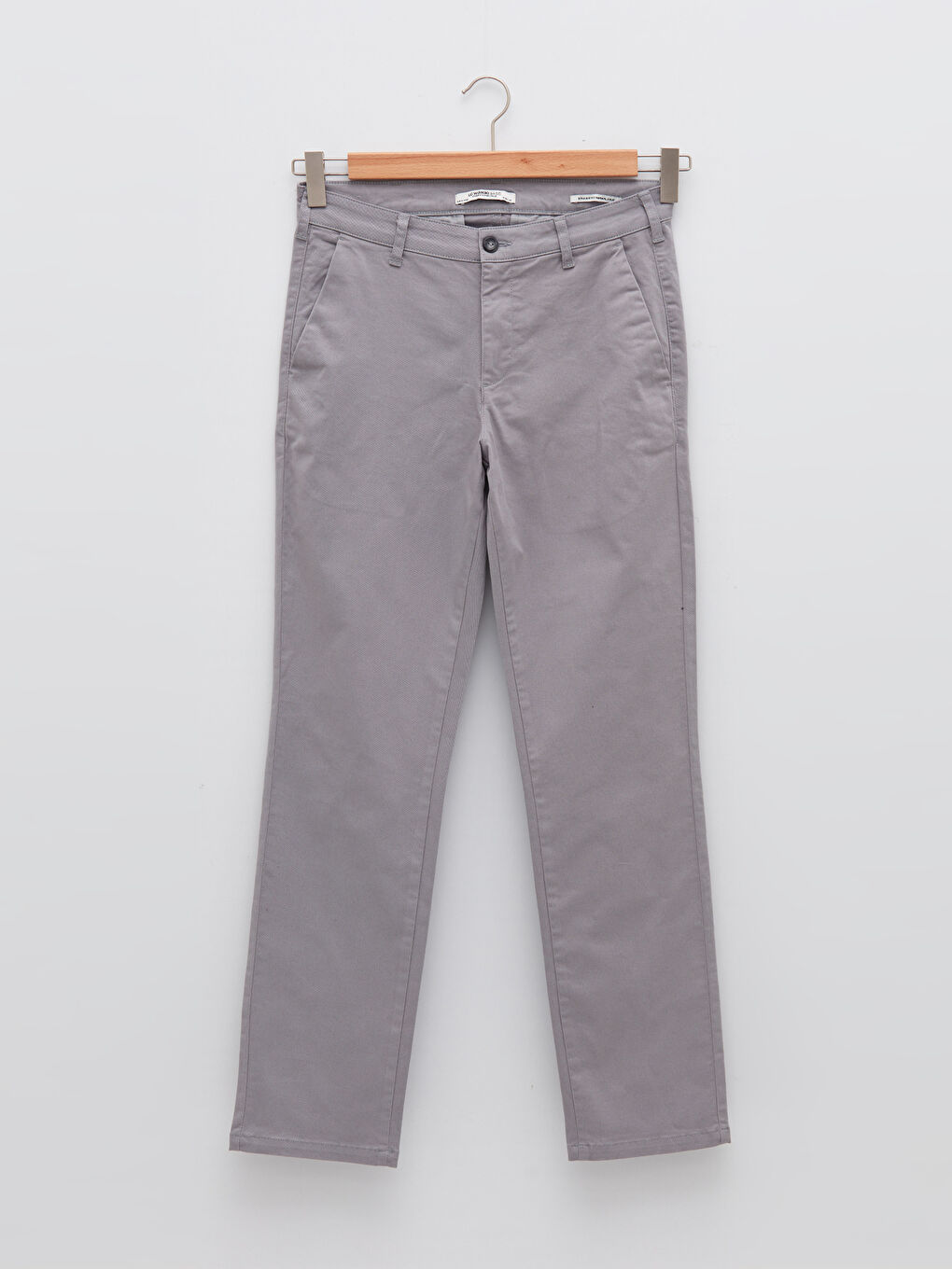 Gri Normal Kalıp Gabardin Erkek Chino Pantolon-5