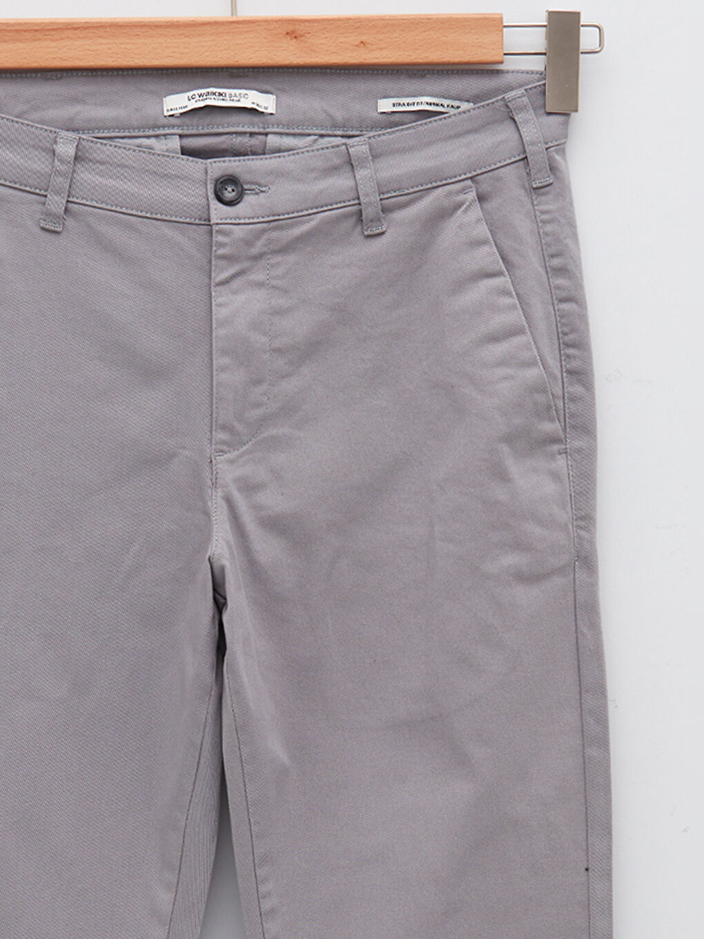 Gri Normal Kalıp Gabardin Erkek Chino Pantolon-7
