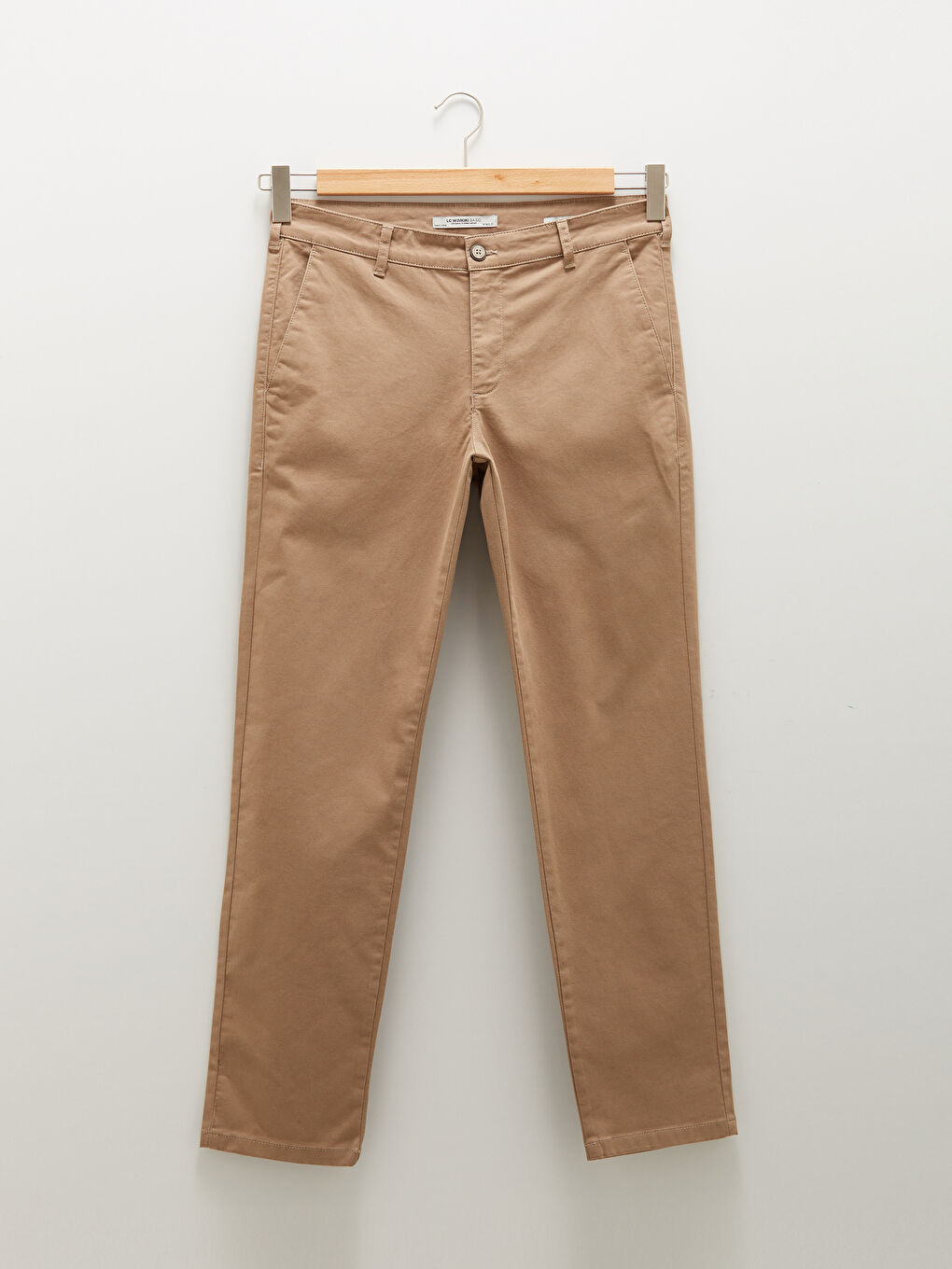 Bej Dar Kalıp Gabardin Erkek Chino Pantolon-4