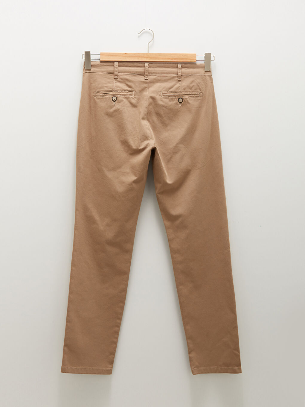 Bej Dar Kalıp Gabardin Erkek Chino Pantolon-5