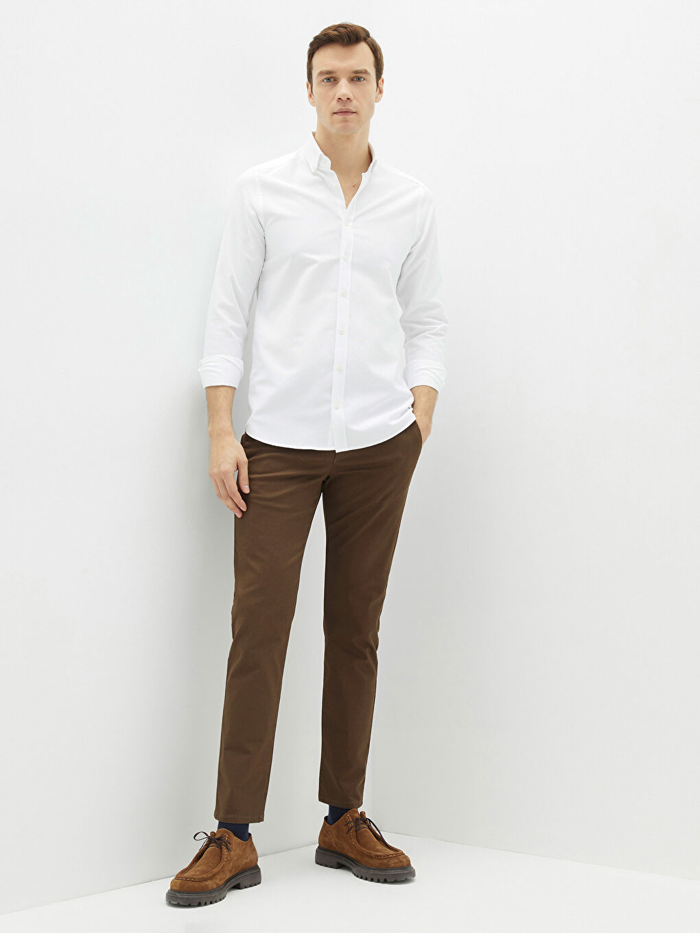 بنطلون تشينو جبردين بقصة رفيعة للرجال