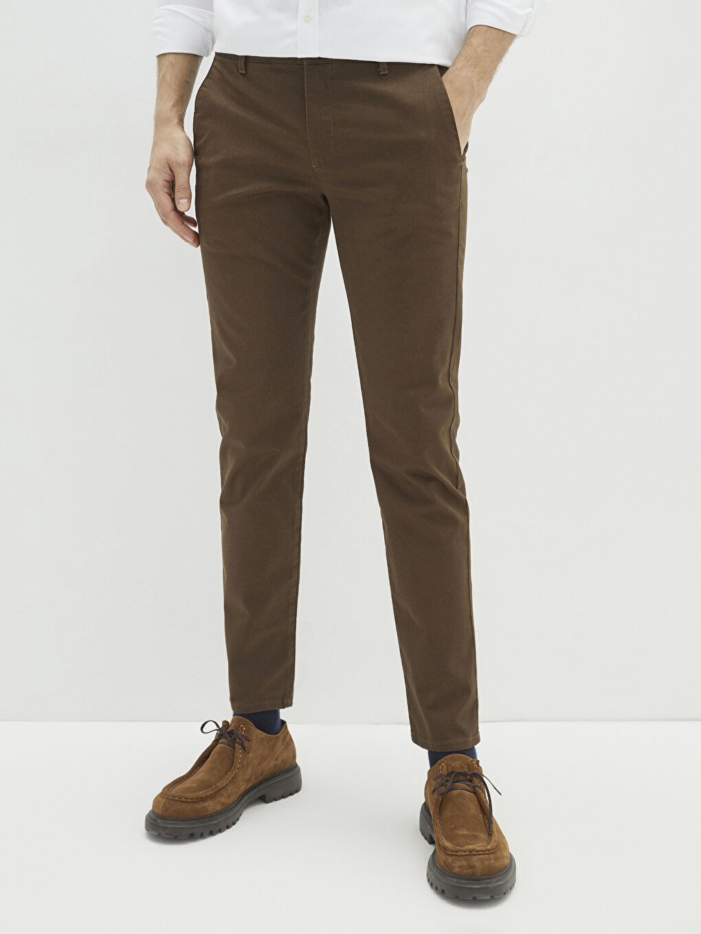 بنطلون تشينو جبردين بقصة رفيعة للرجال-3