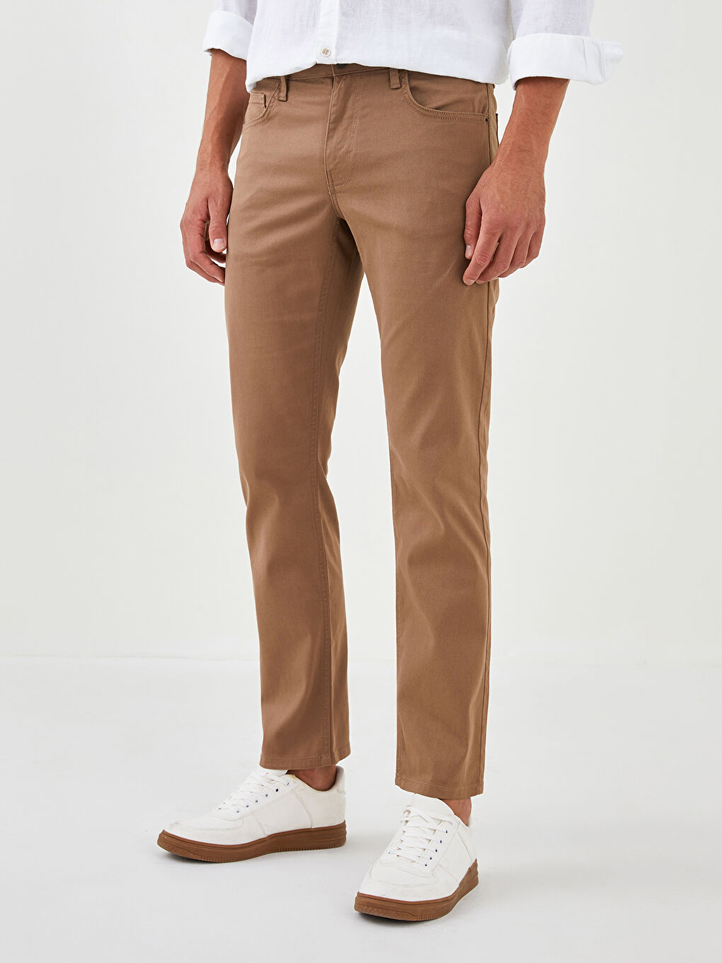 Bej Standart Kalıp Gabardin Erkek Chino Pantolon-2