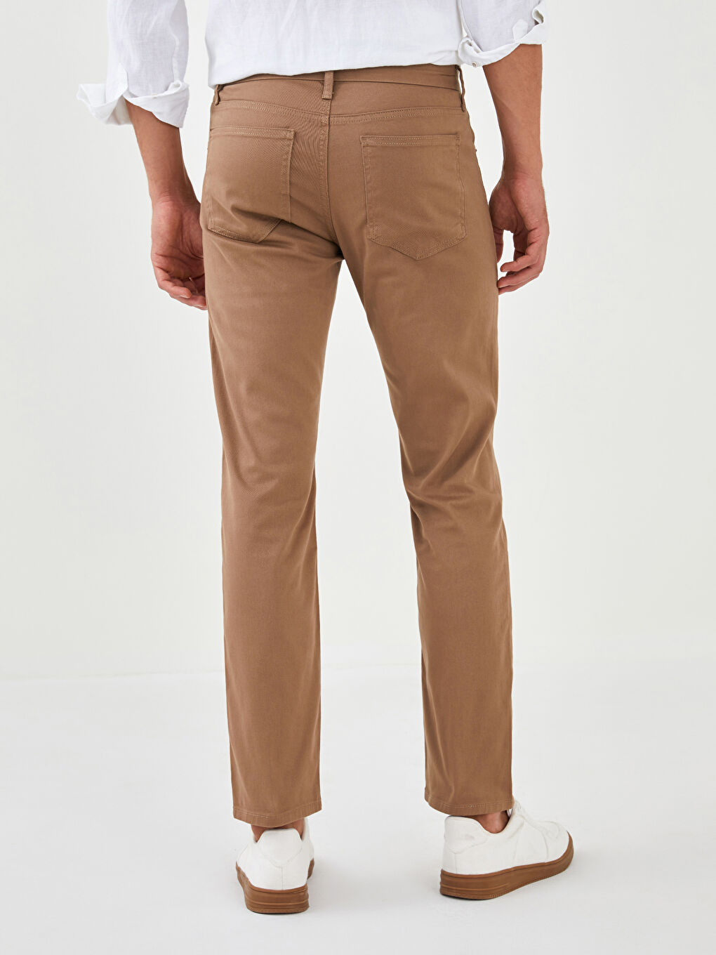 Bej Standart Kalıp Gabardin Erkek Chino Pantolon-3