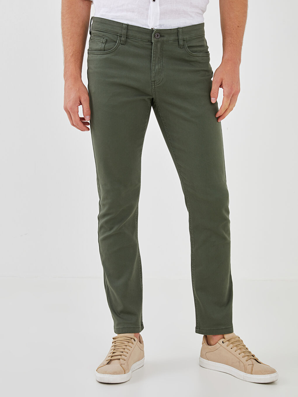 LCWAIKIKI Classic Haki Dar Kalıp Gabardin Erkek Chino Pantolon - 2