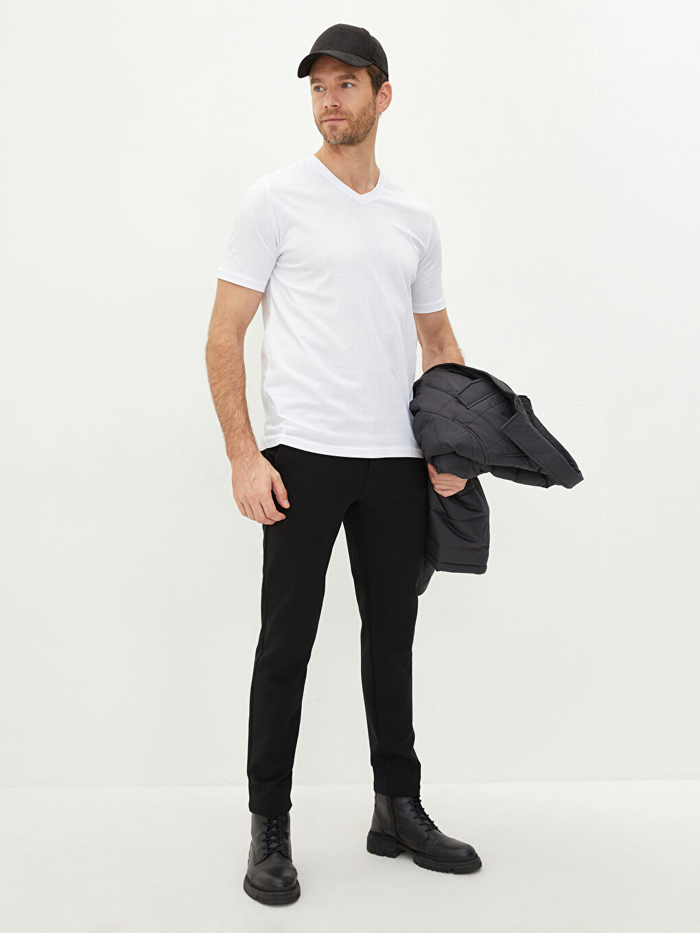 Siyah Dar Kalıp Erkek Chino Pantolon