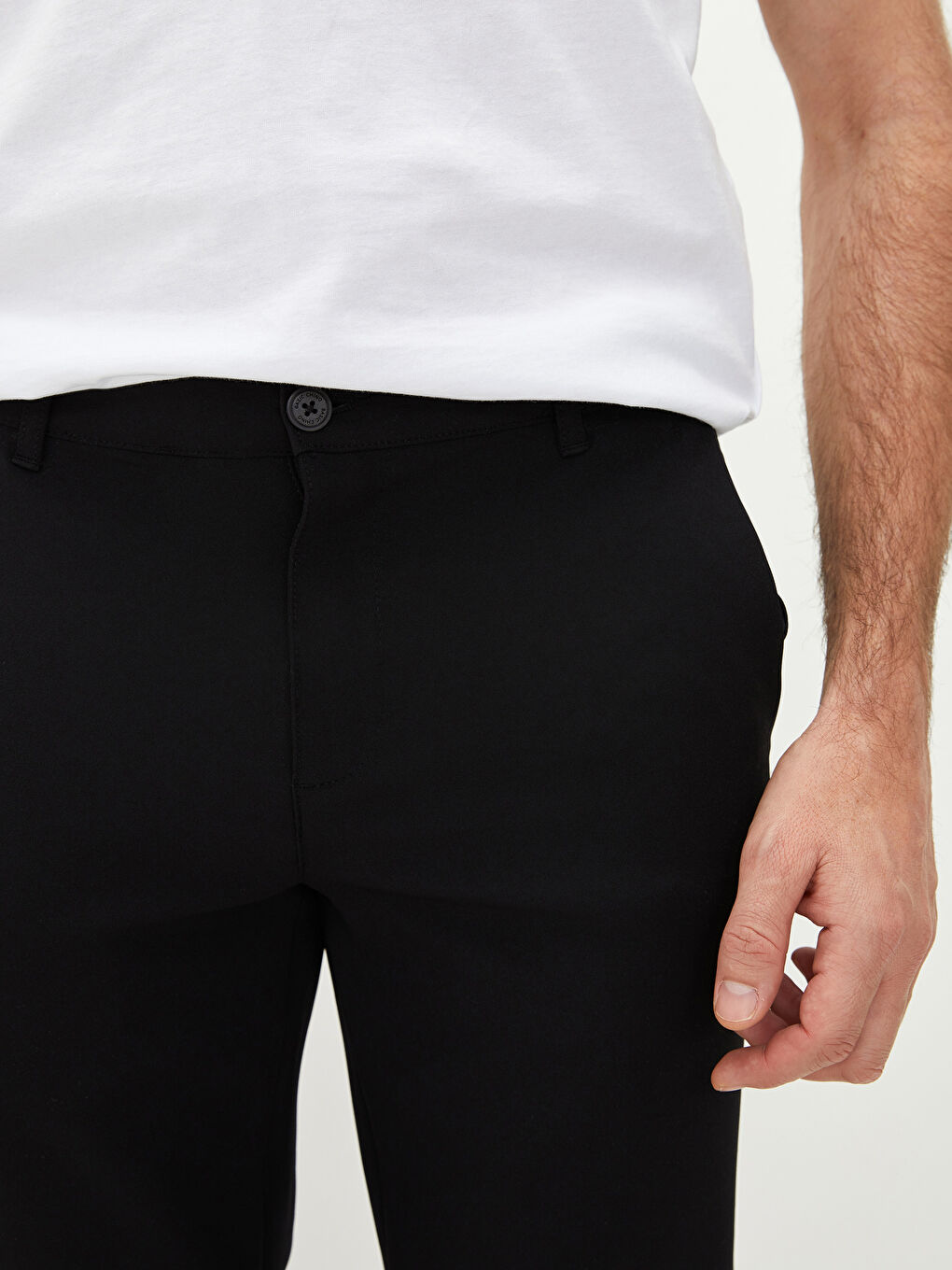 Siyah Dar Kalıp Erkek Chino Pantolon-2