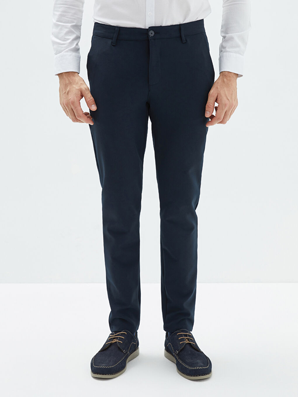 Lacivert Dar Kalıp Erkek Chino Pantolon-3