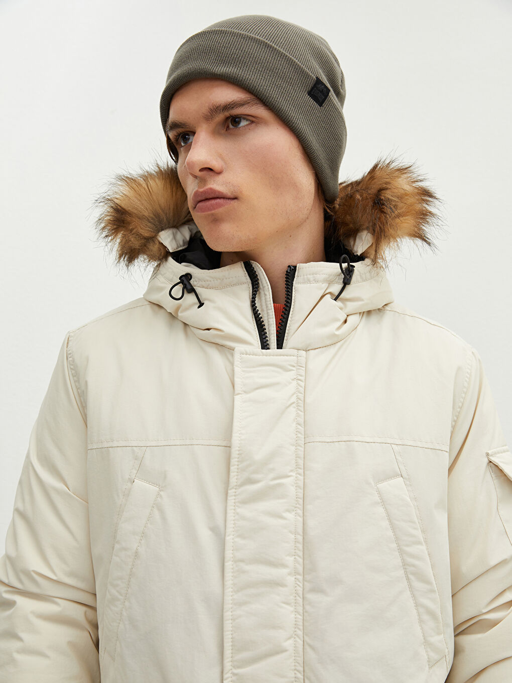 XSIDE Dicker Herren Parka mit Kapuze Standardmuster Fell -W11071Z8-HZZ