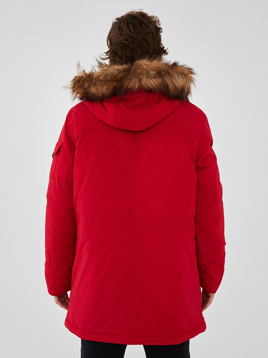 Thick Men's Parka with Hooded Standard Pattern Fur-5