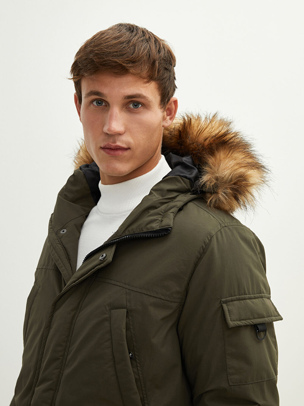 XSIDE Dicker Herren Parka mit Kapuze Standardmuster Fell -W11071Z8-J2L