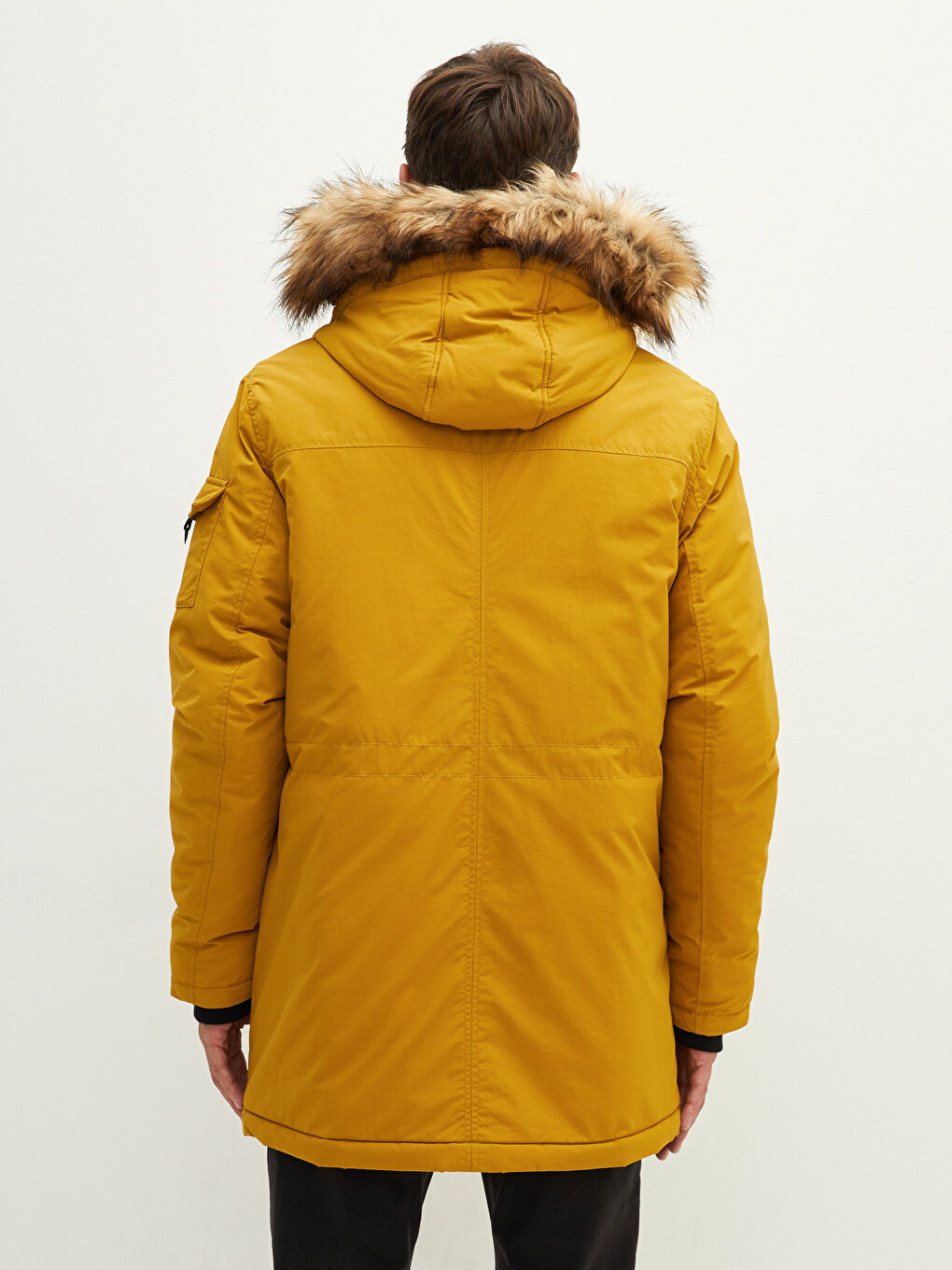 Parka Épais pour Hommes avec Capuche Motif Standard en Fourrure-5