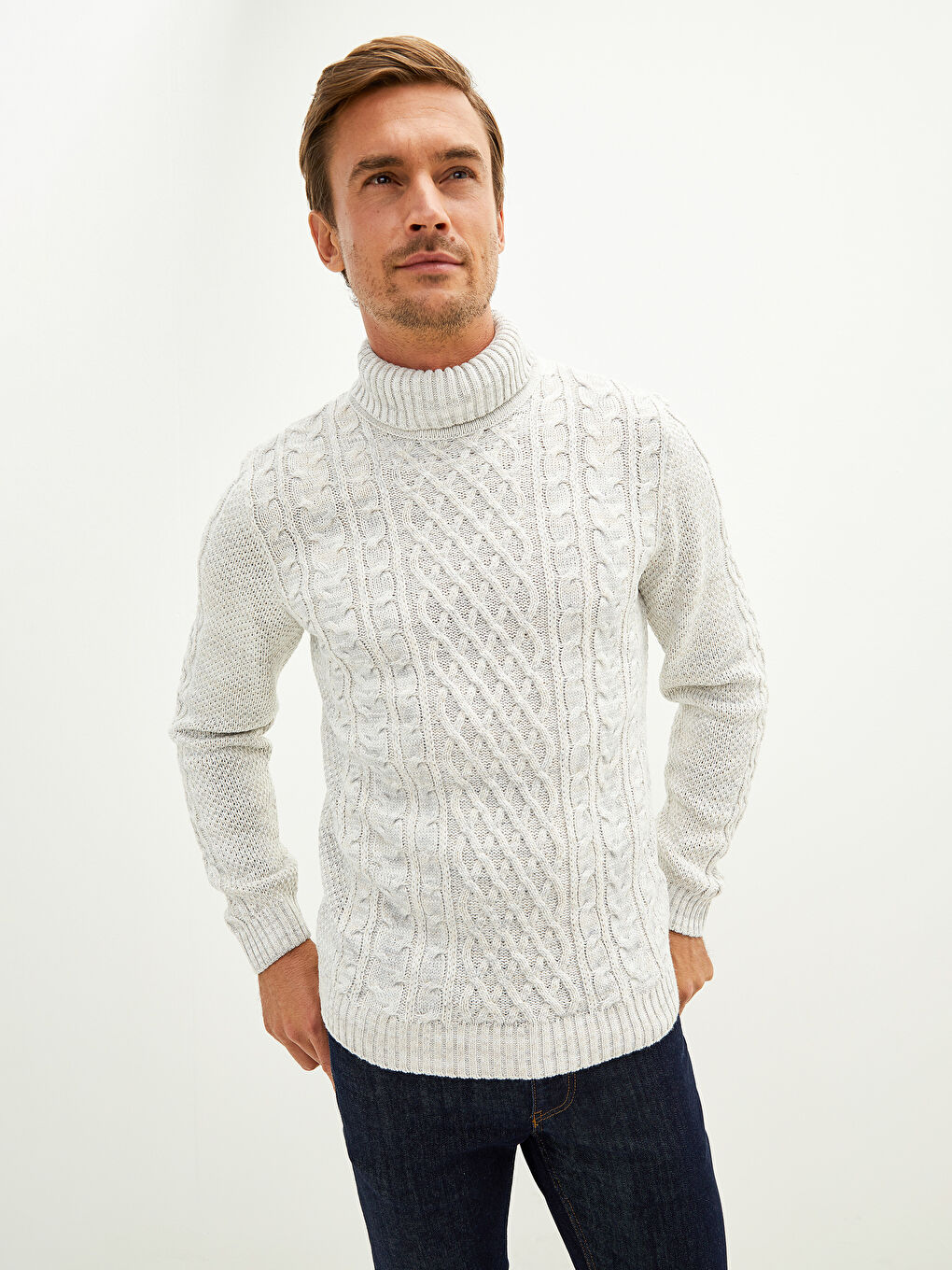 Turtleneck Long Sleeve Men's Knitwear Sweater-2
