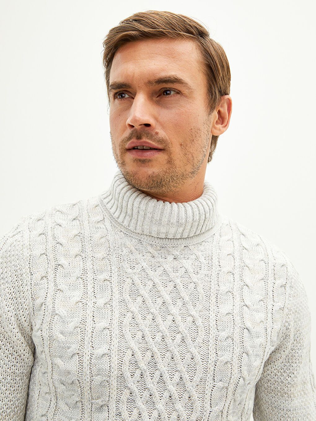 Turtleneck Long Sleeve Men's Knitwear Sweater-3