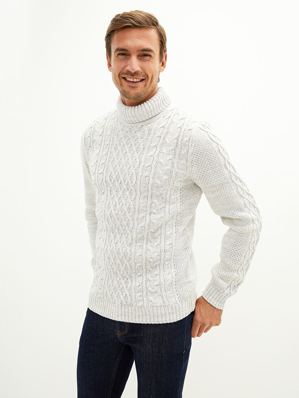 Turtleneck Long Sleeve Men's Knitwear Sweater