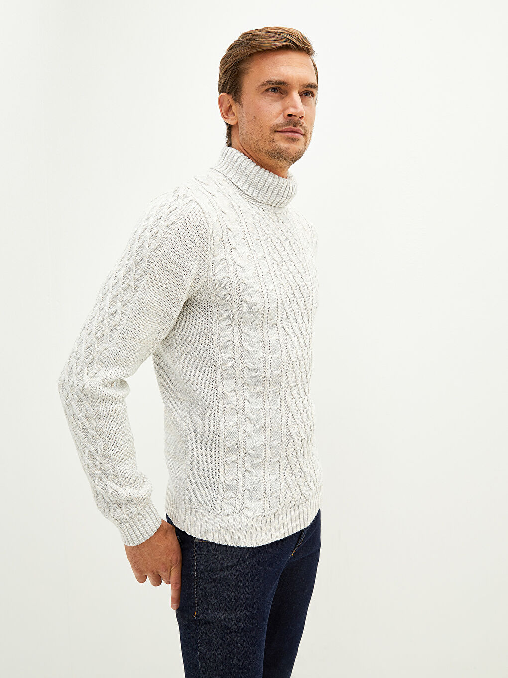 Turtleneck Long Sleeve Men's Knitwear Sweater-1