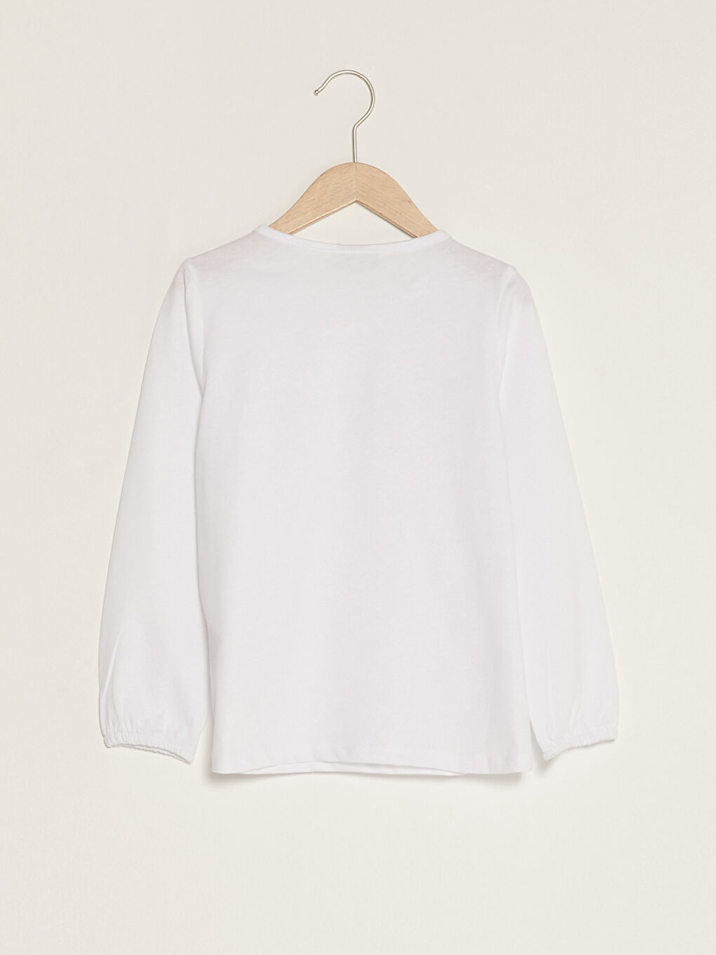 Bisiklet Yaka Dantel Detaylı Uzun Kollu Kız Çocuk Tişört-1