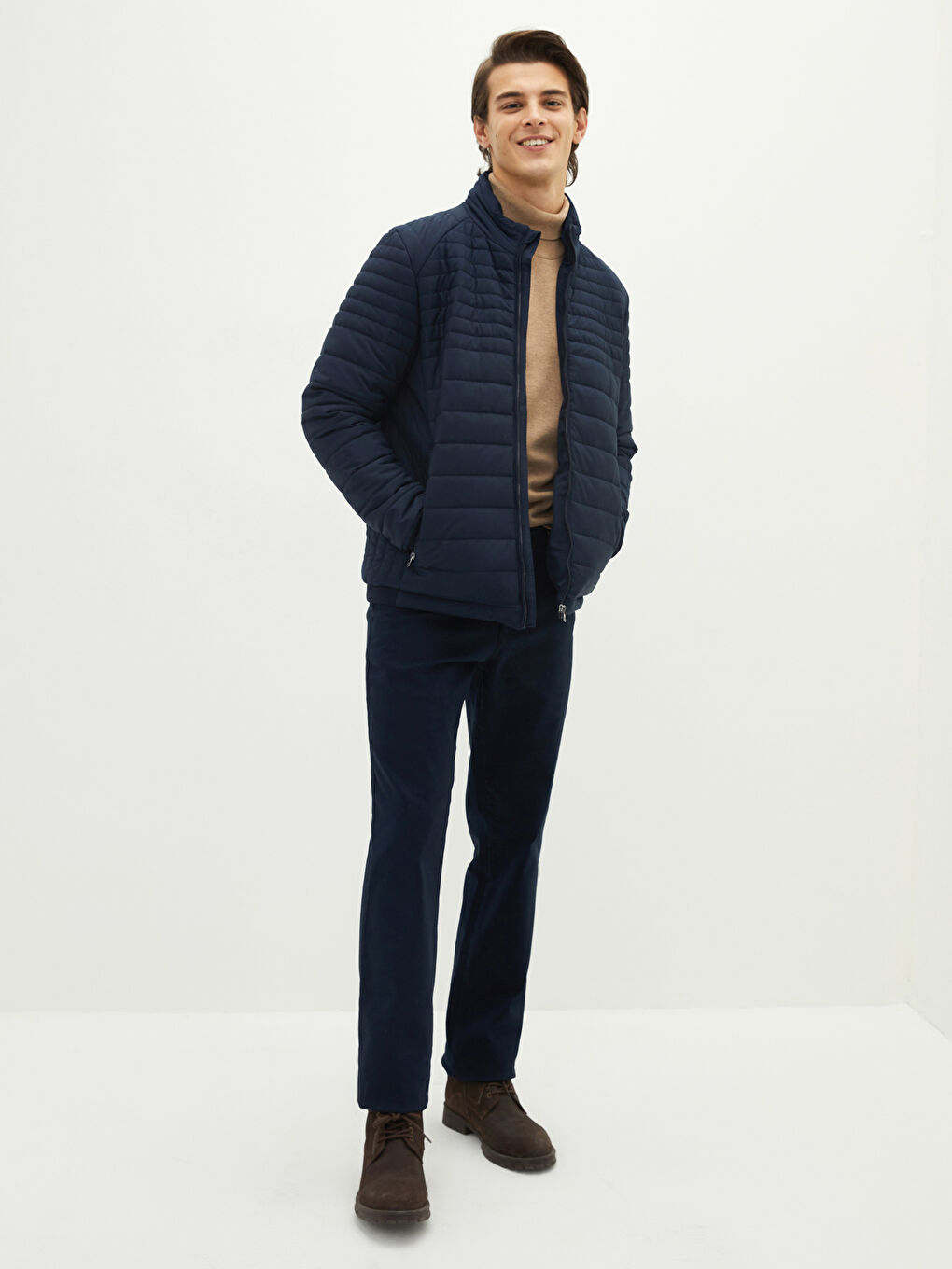 Standard Fit Funnel Neck Men's Puffer Coat-3