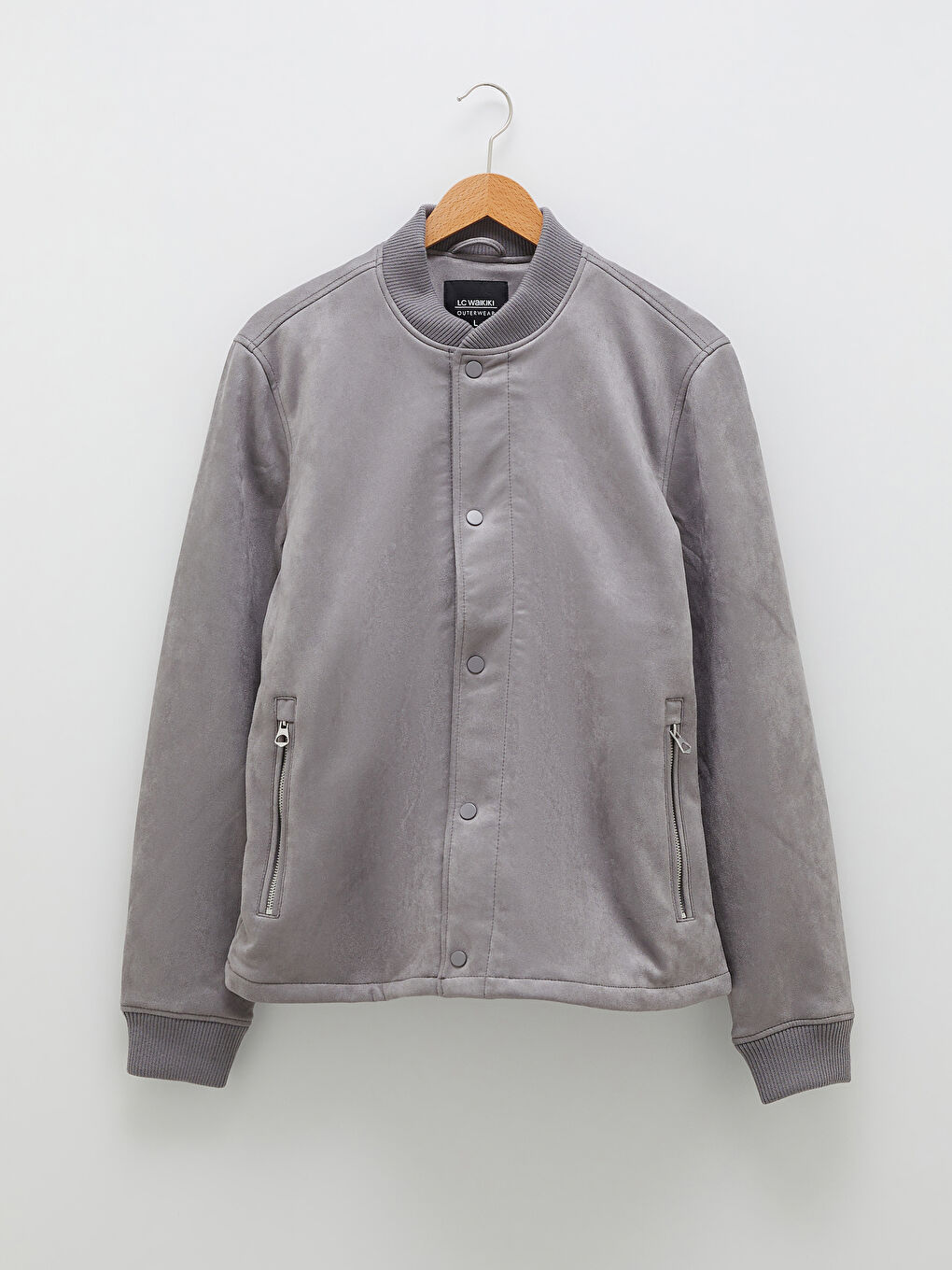 Loose Fit College Collar Bomber Suede Men's Coat-5