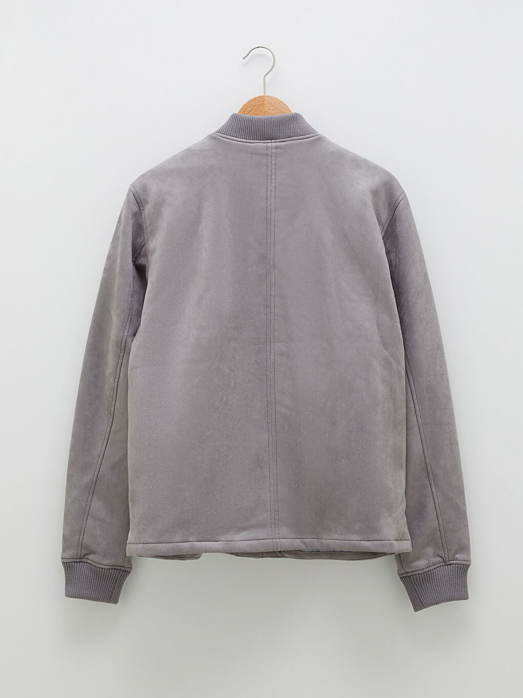 Loose Fit College Collar Bomber Suede Men's Coat-6