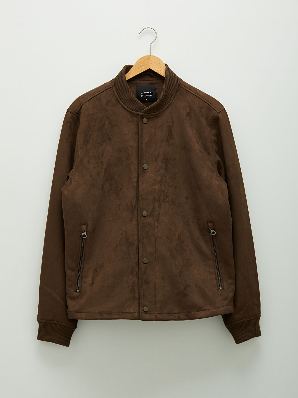 Loose Fit College Collar Bomber Suede Men's Coat-6