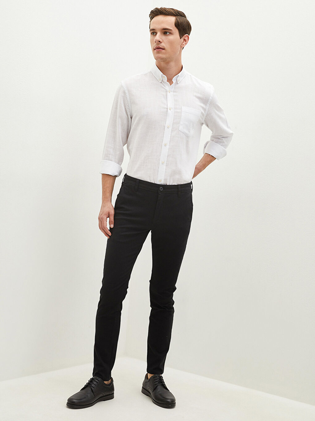 Extra Slim Fit Twill Men's Chino Trousers -W11130Z8-CVL