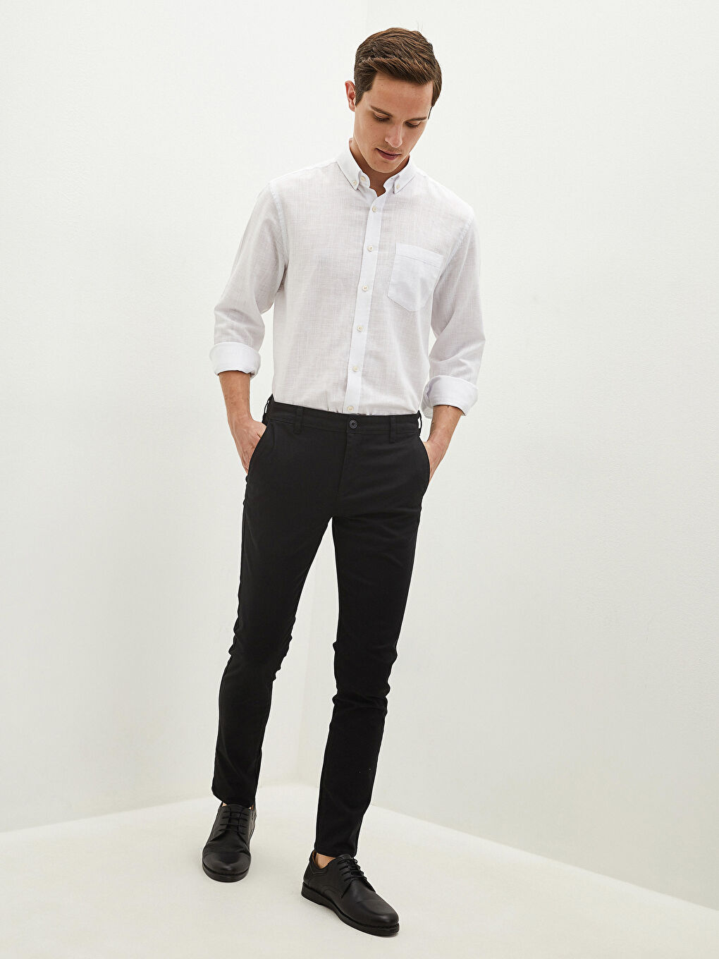 Extra Slim Fit Twill Men's Chino Trousers -W11130Z8-CVL