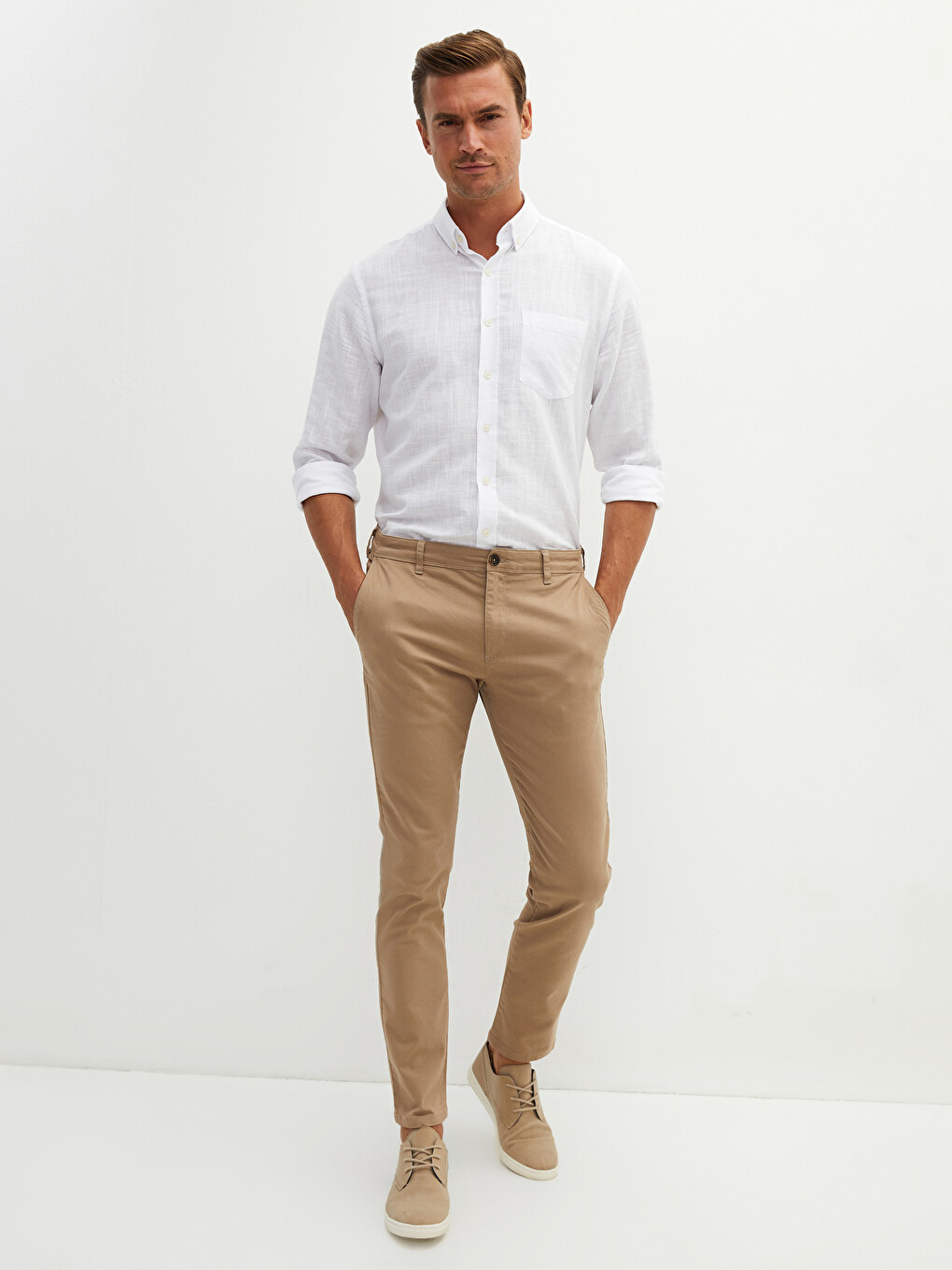 Extra Slim Fit Twill Men's Chino Trousers-2
