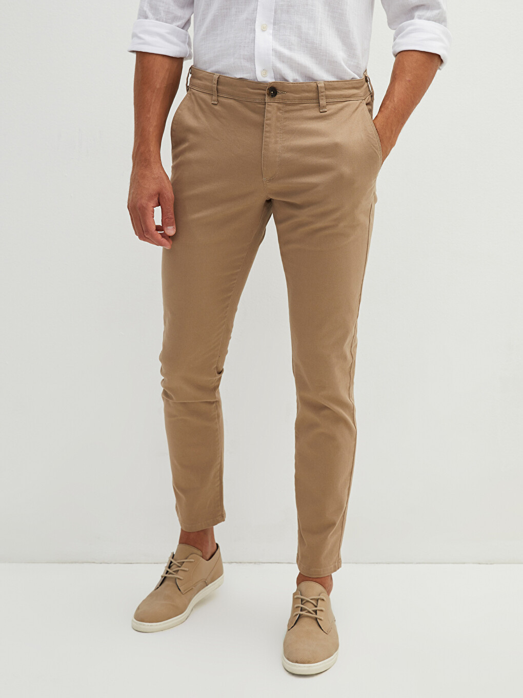 Extra Slim Fit Twill Men's Chino Trousers-3