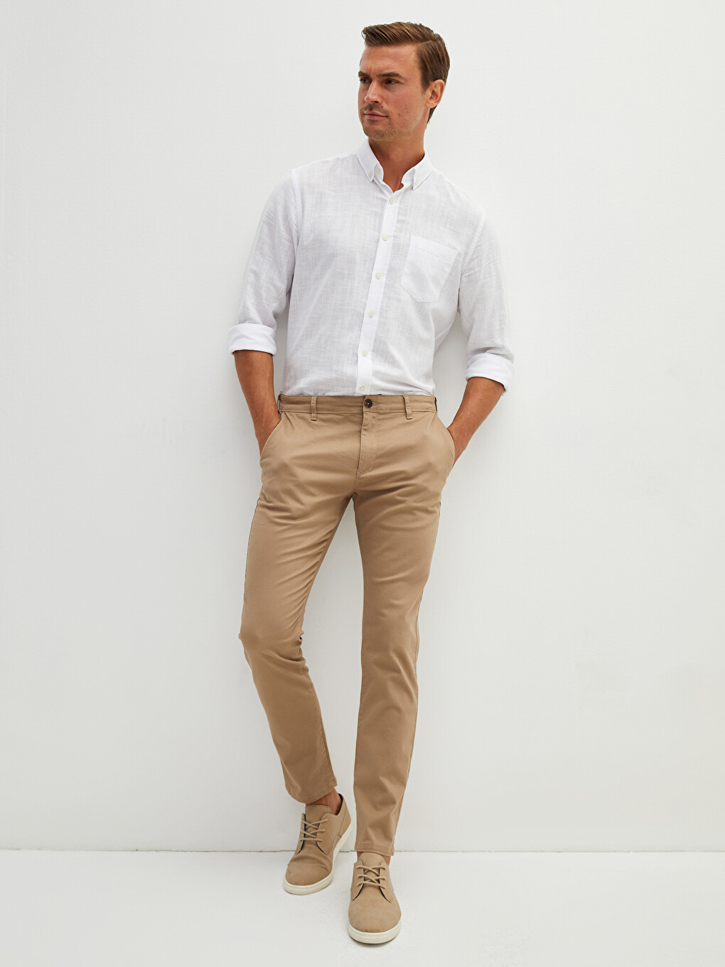 Extra Slim Fit Twill Men's Chino Trousers