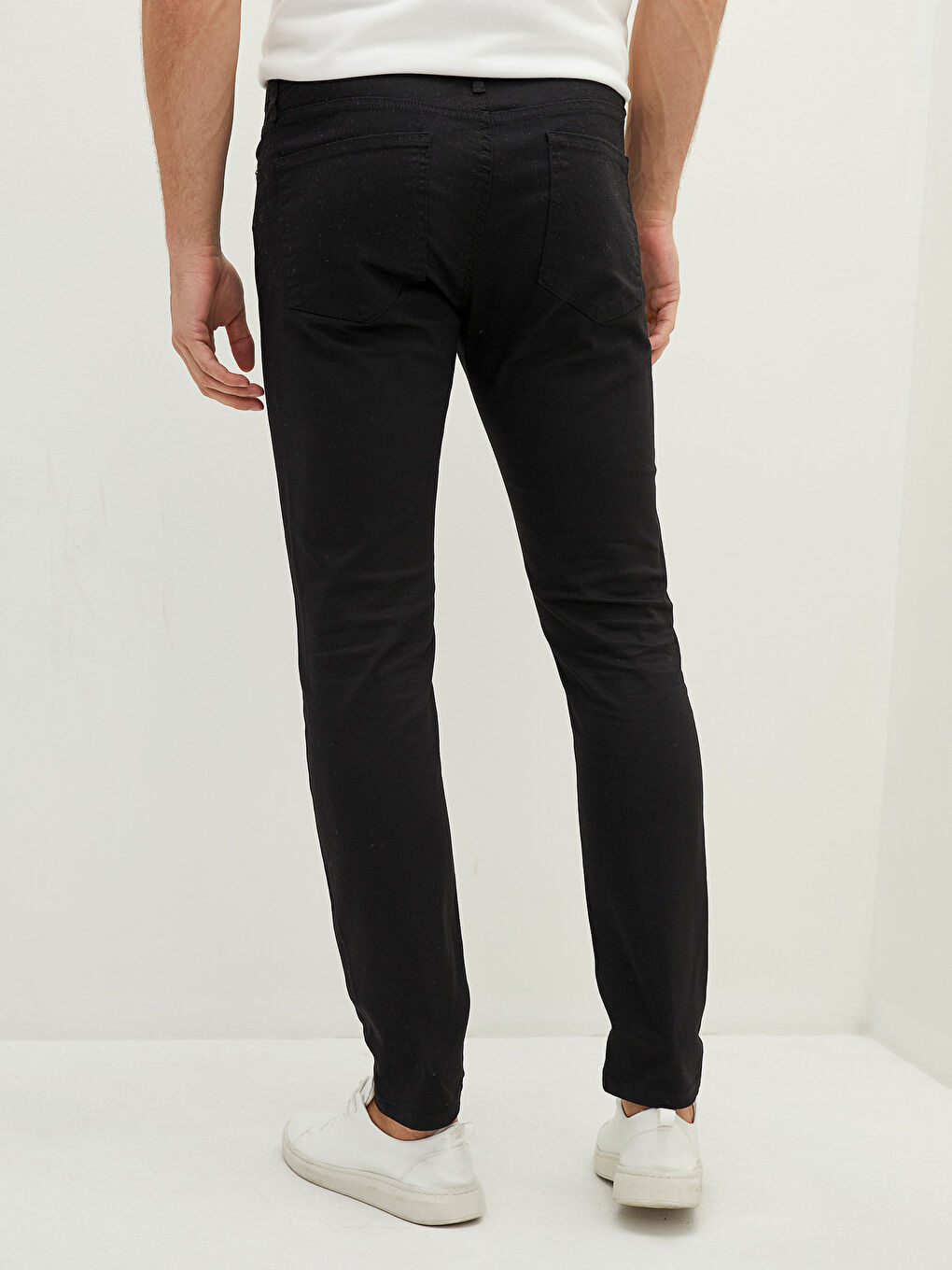 Siyah Ekstra Dar Kalıp Gabardin Erkek Chino Pantolon-4