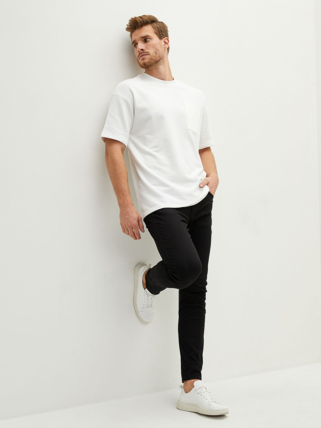 Siyah Ekstra Dar Kalıp Gabardin Erkek Chino Pantolon