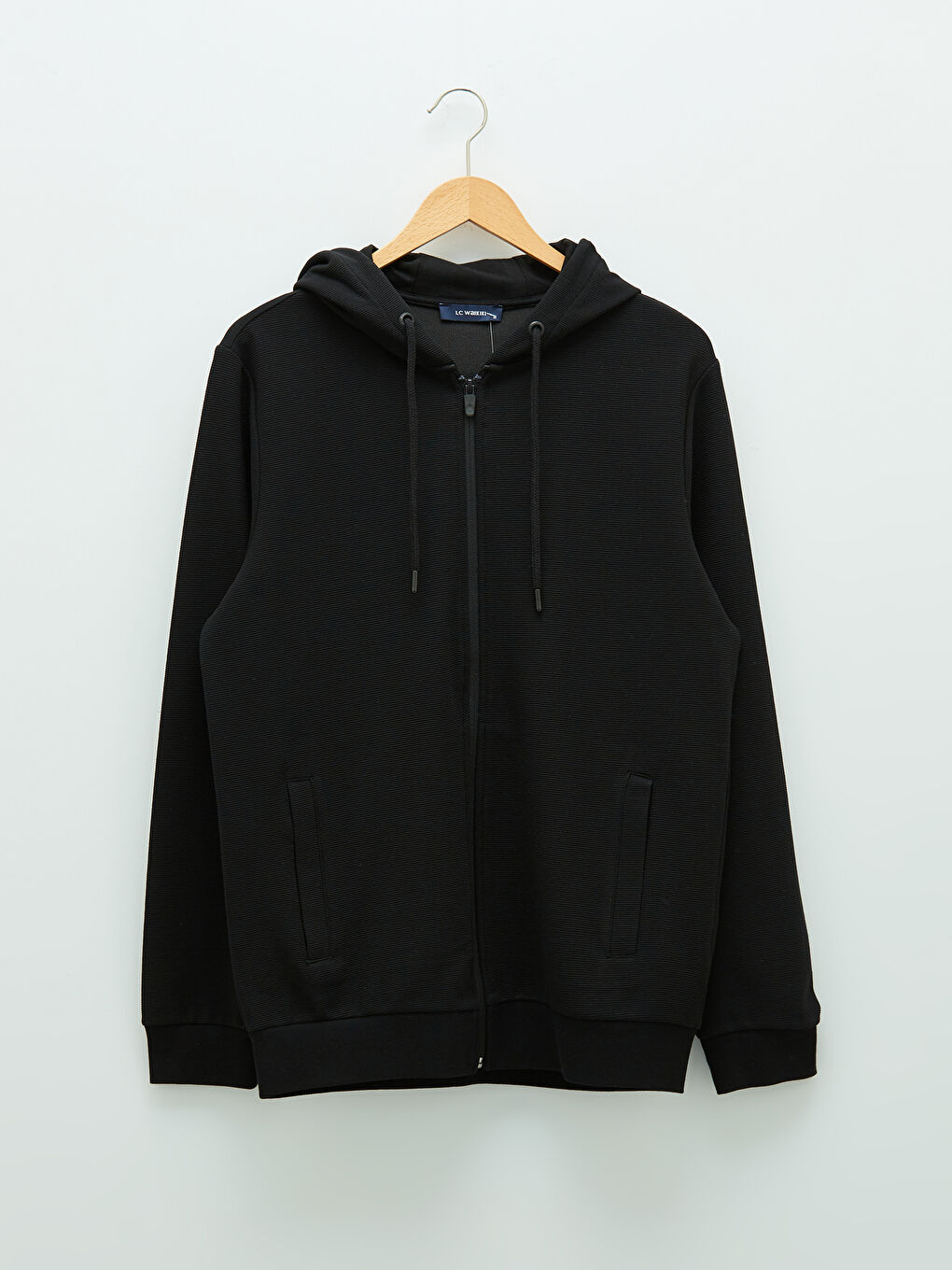 Мужская толстовка на молнии с капюшоном и длинным рукавом-4