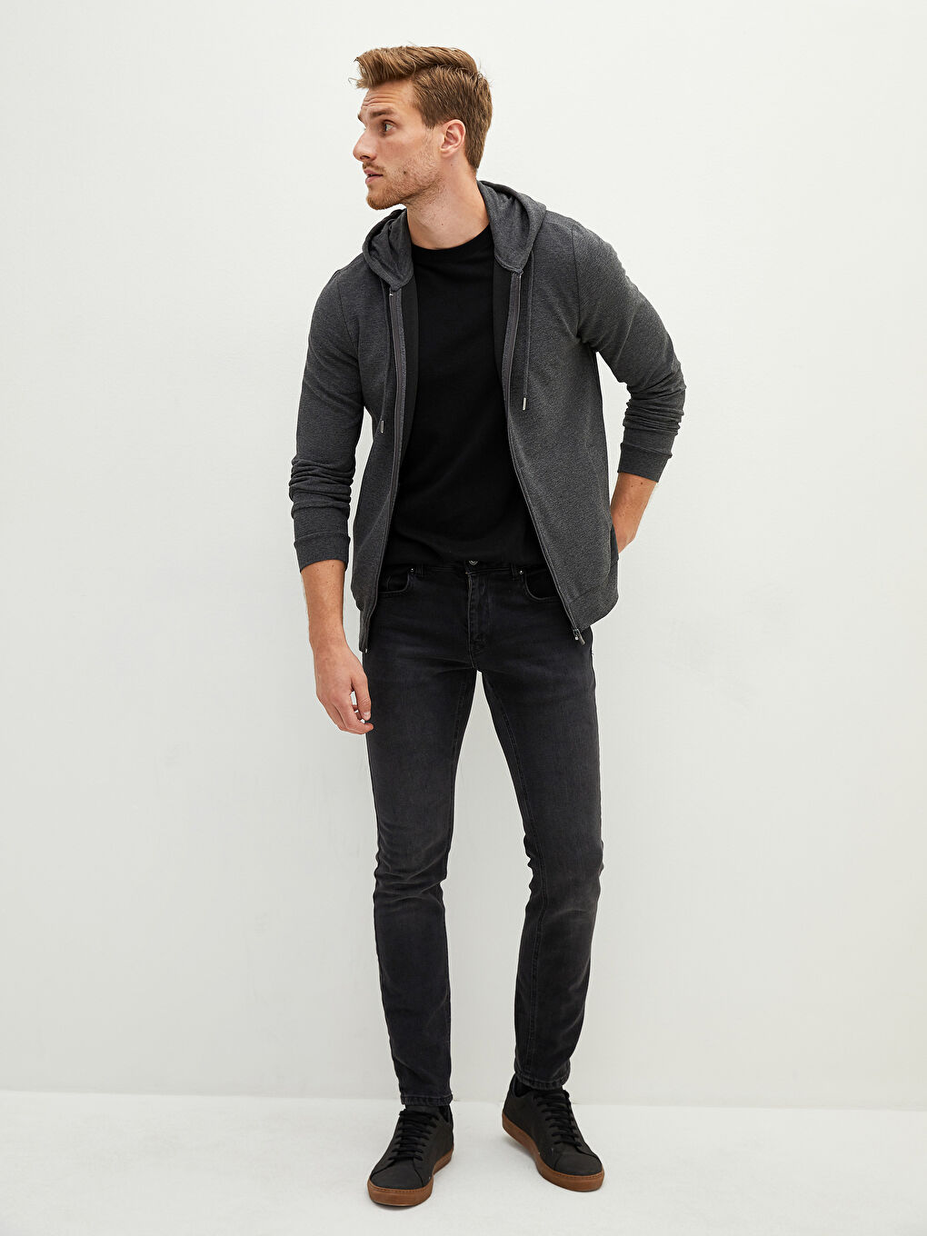 Hooded Long Sleeve Men's Zip-Up Sweatshirt-3