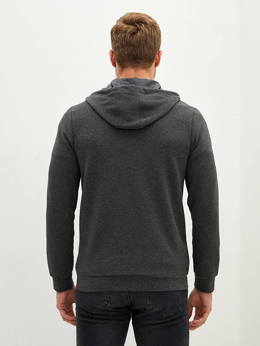 Hooded Long Sleeve Men's Zip-Up Sweatshirt-4