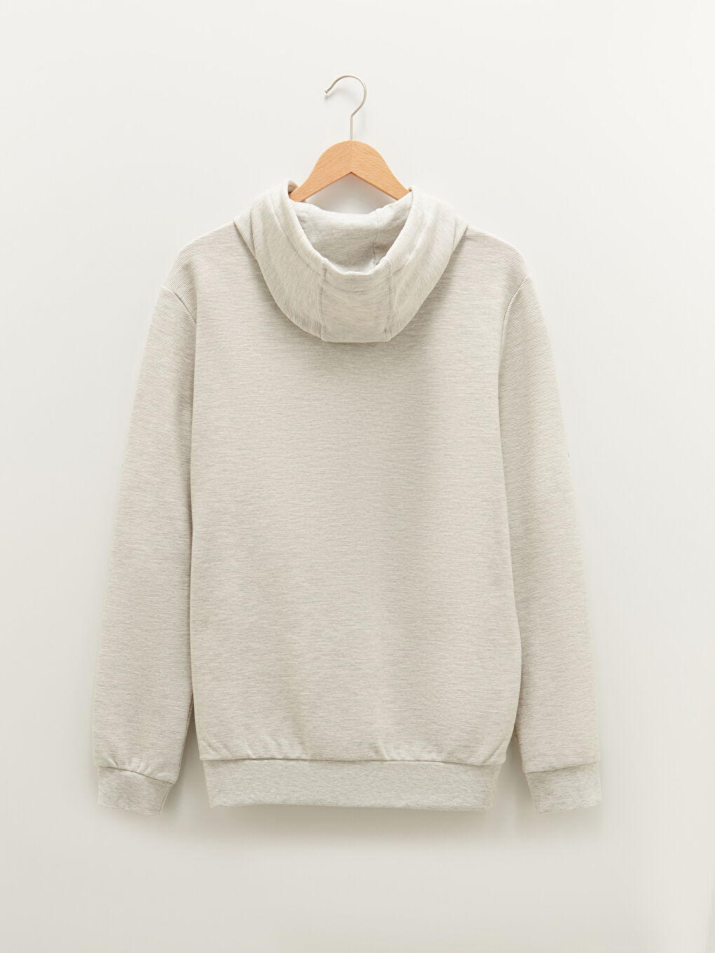 Gri Kapüşonlu Uzun Kollu Erkek Fermuarlı Sweatshirt-7