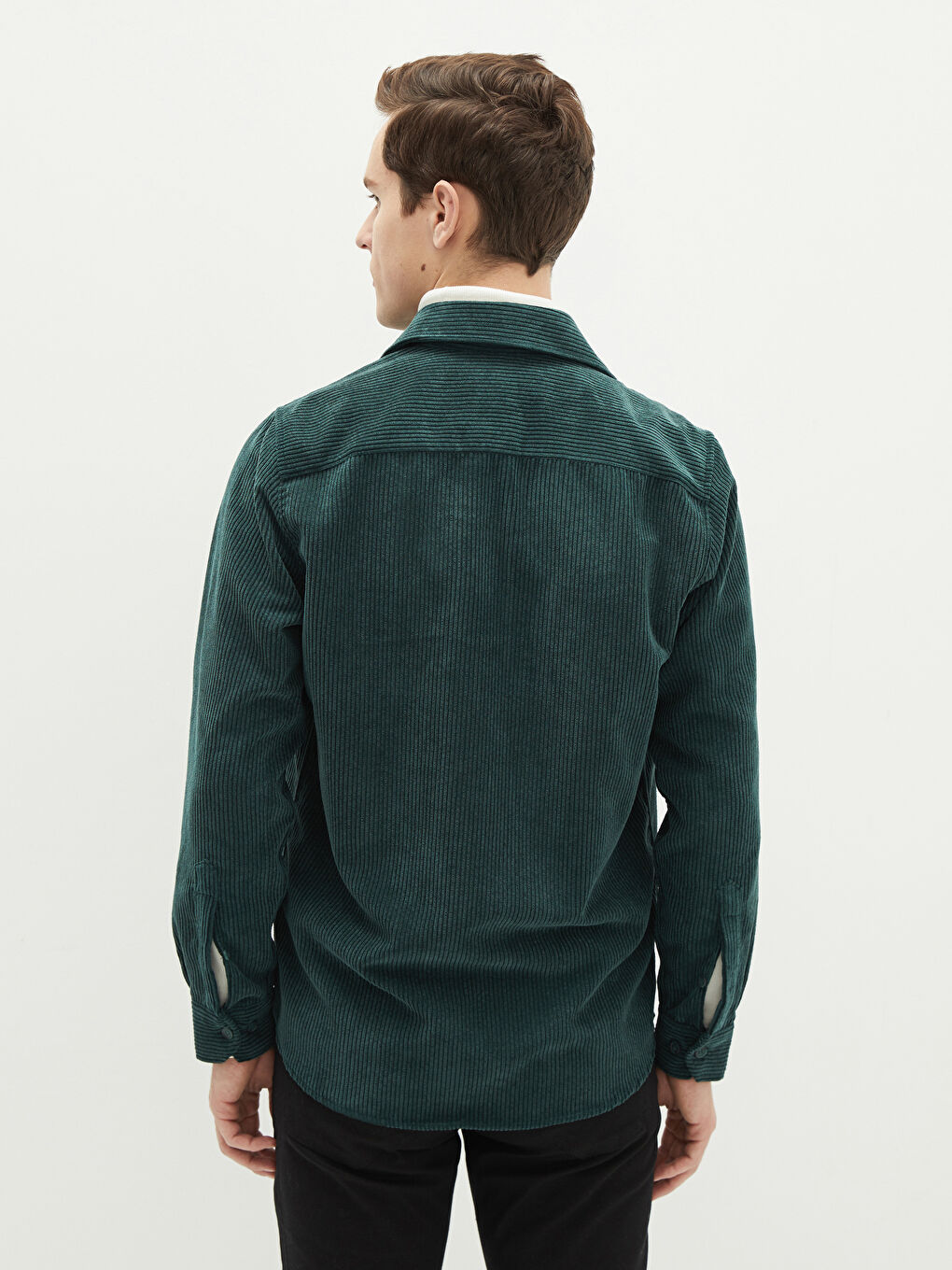 Chemise pour Hommes en Velours à Manches Longues Coupe Régulière-4