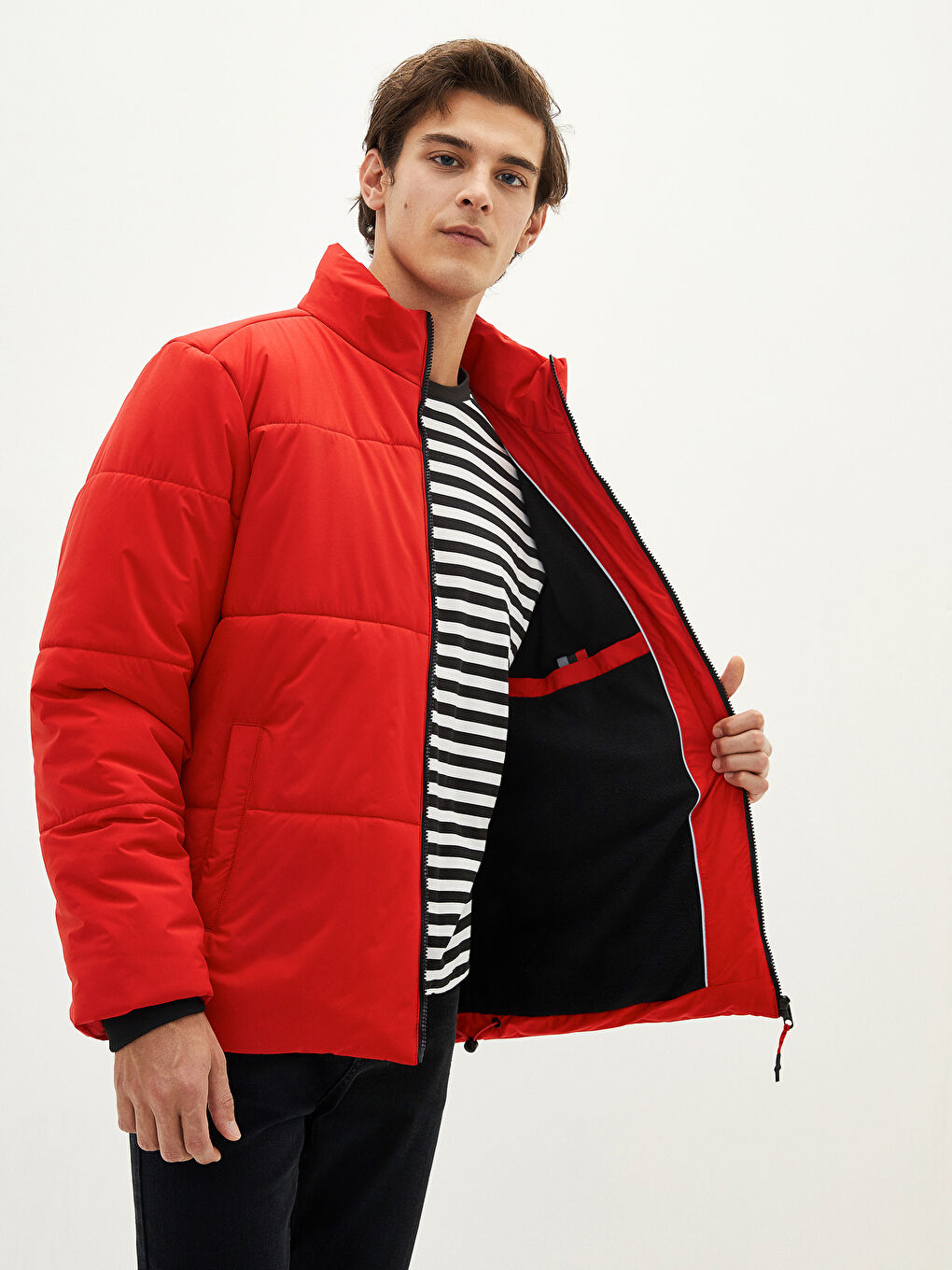 Opušteni kroj Dugi rukav Uspravna kragna Kaput za Muškarce-1