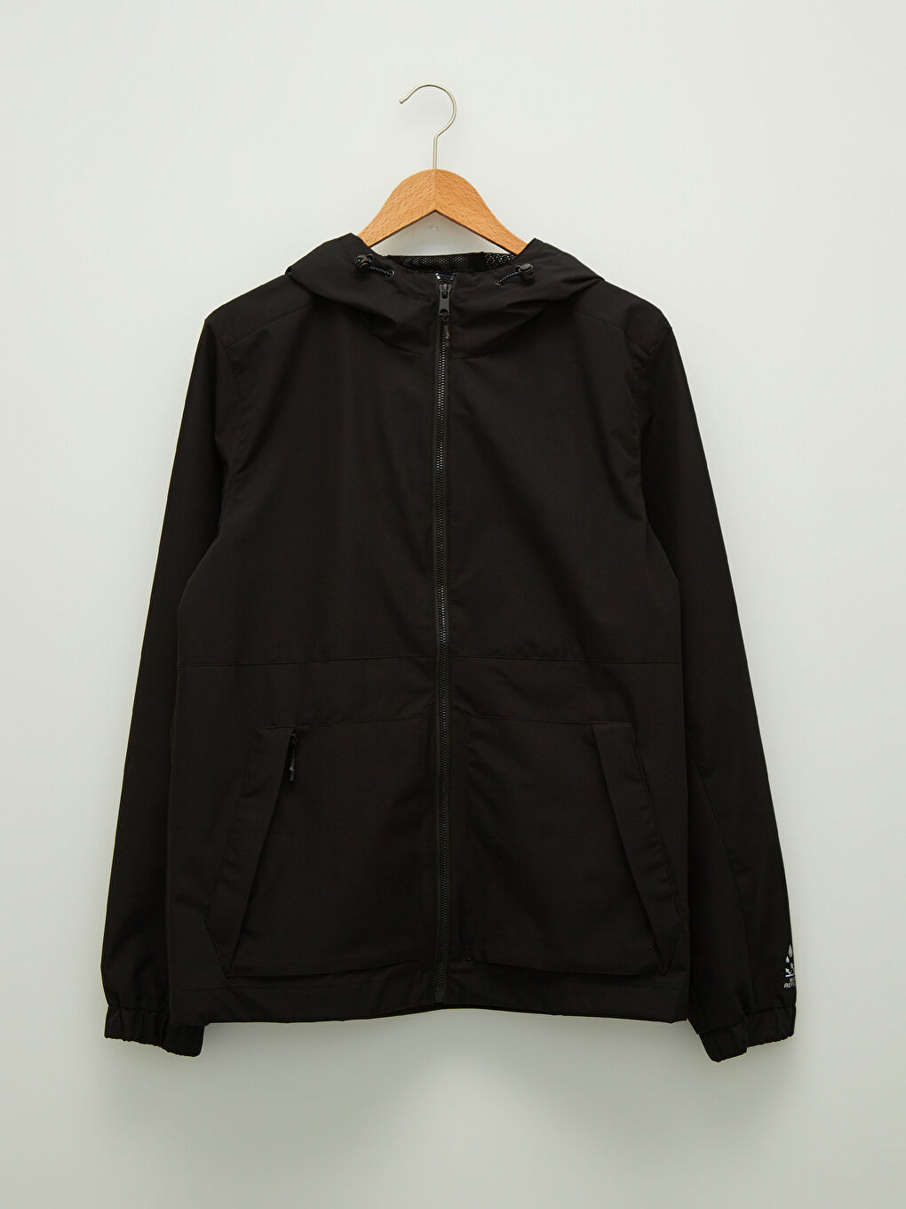 Siyah Standart Kalıp Kapüşonlu İnce Erkek Yağmurluk-6