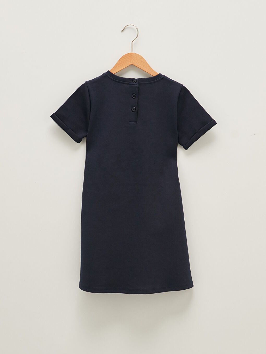 LCW Kids Crew Neck Basic Short Sleeve Girl Dress -W11243Z4-HRC