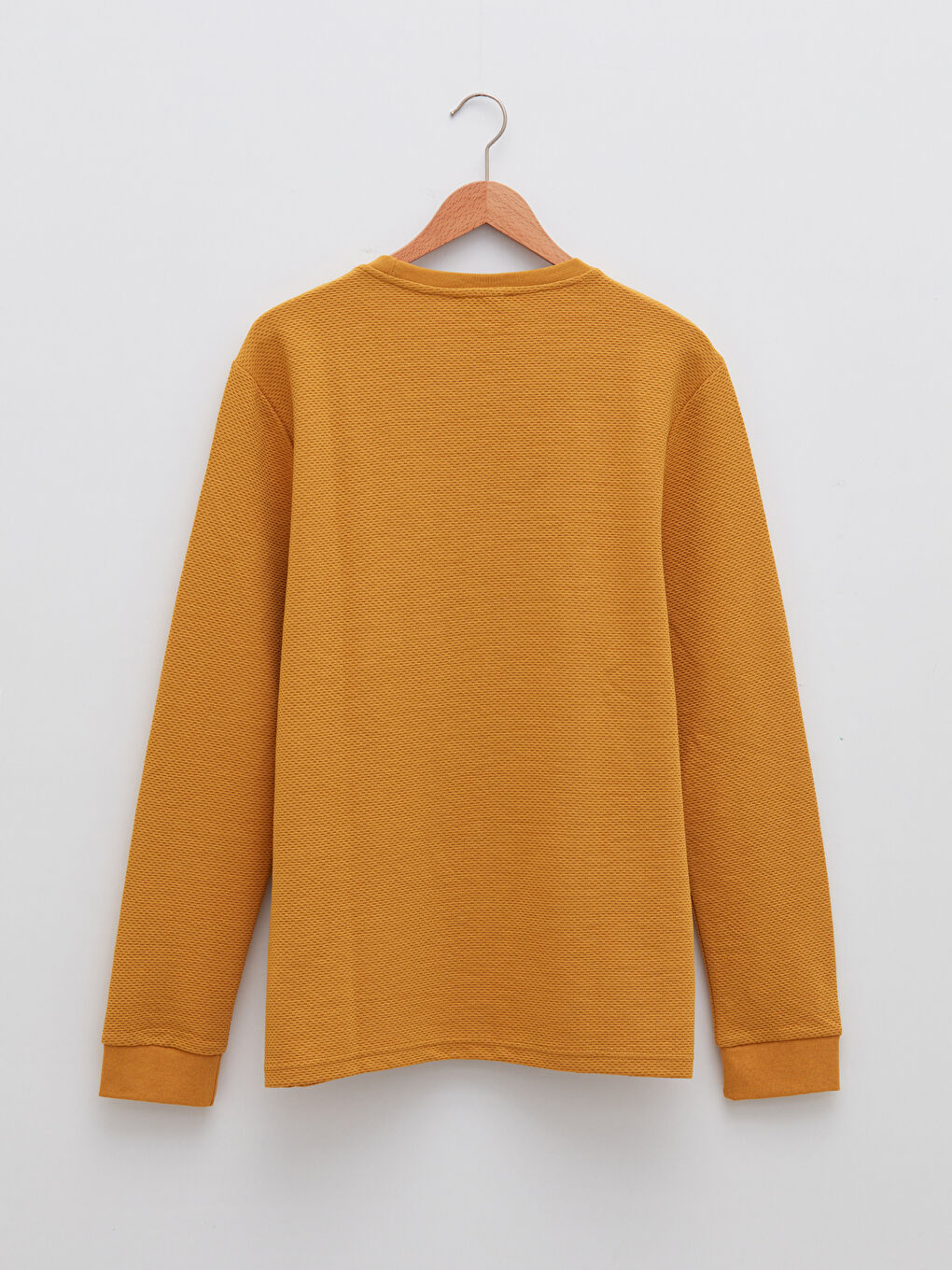 Sarı Bisiklet Yaka Uzun Kollu Baskılı Erkek Sweatshirt-6