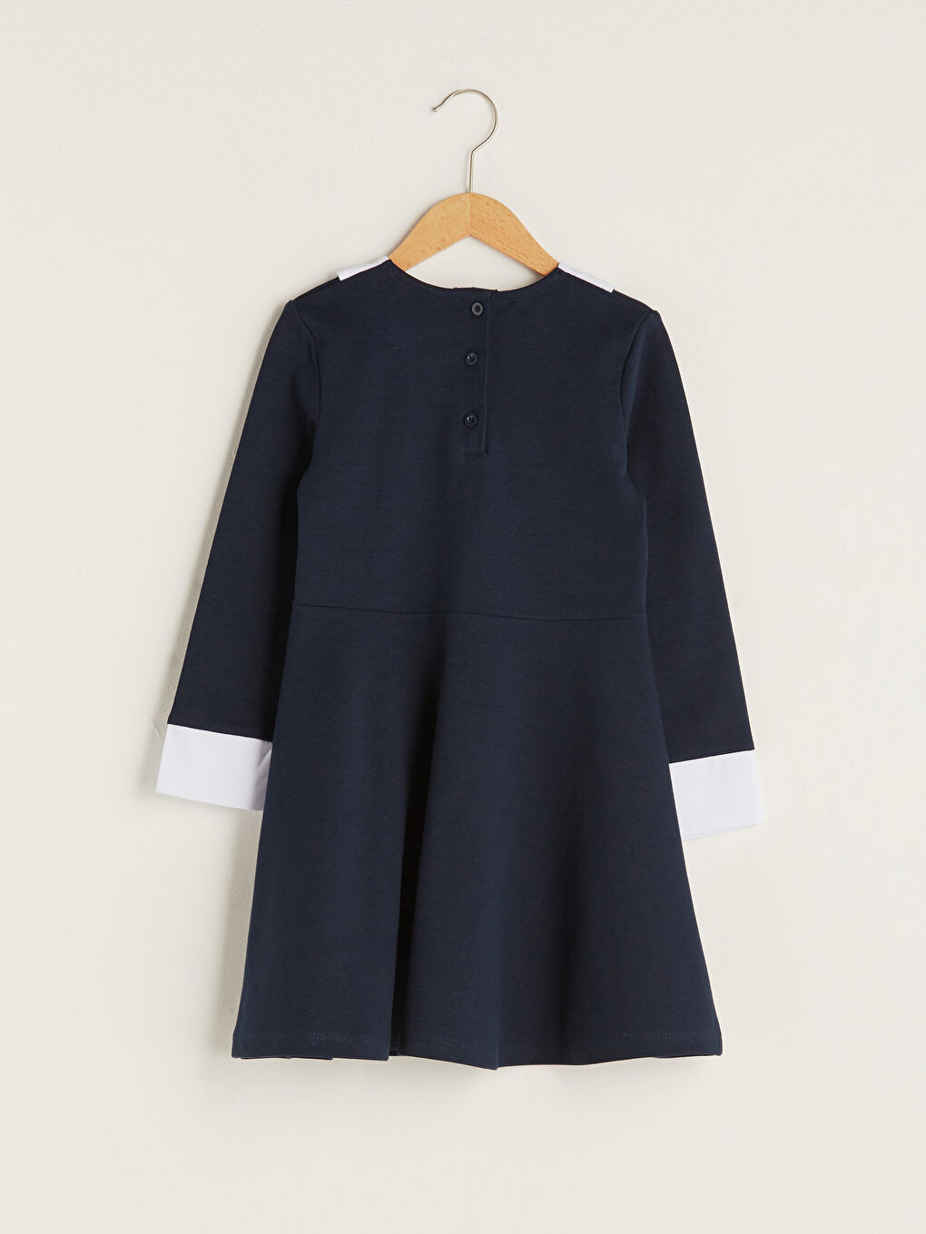 Baby Collar Basic Long Sleeve Girls Dress-1