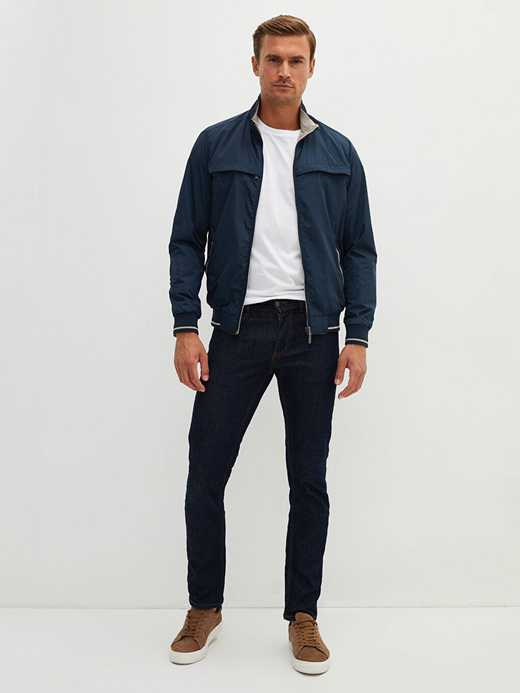 Standard Pattern Stand Up Collar Men's Bomber Jacket-4