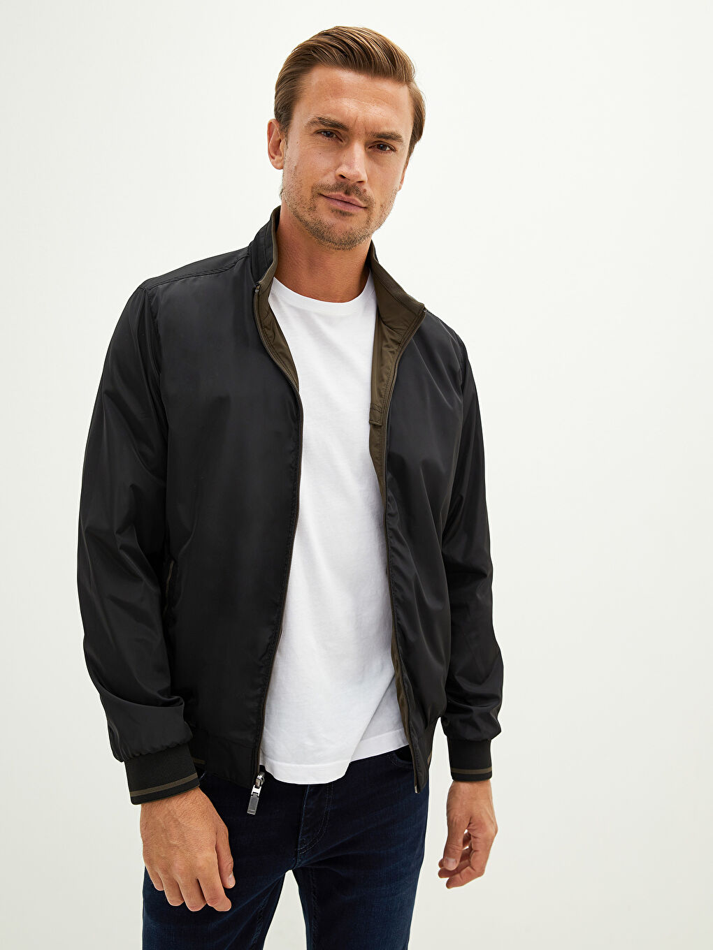 LC Waikiki Standard Pattern Stand Up Collar Men's Bomber Jacket -W11274Z8-K75