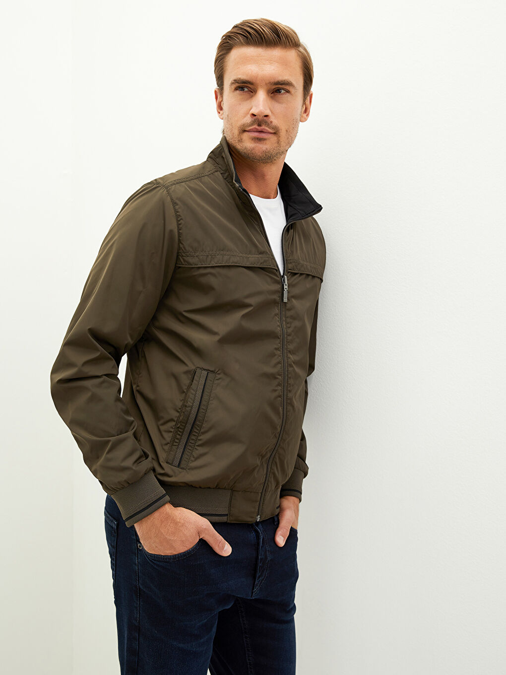 LC Waikiki Standard Pattern Stand Up Collar Men's Bomber Jacket -W11274Z8-K75