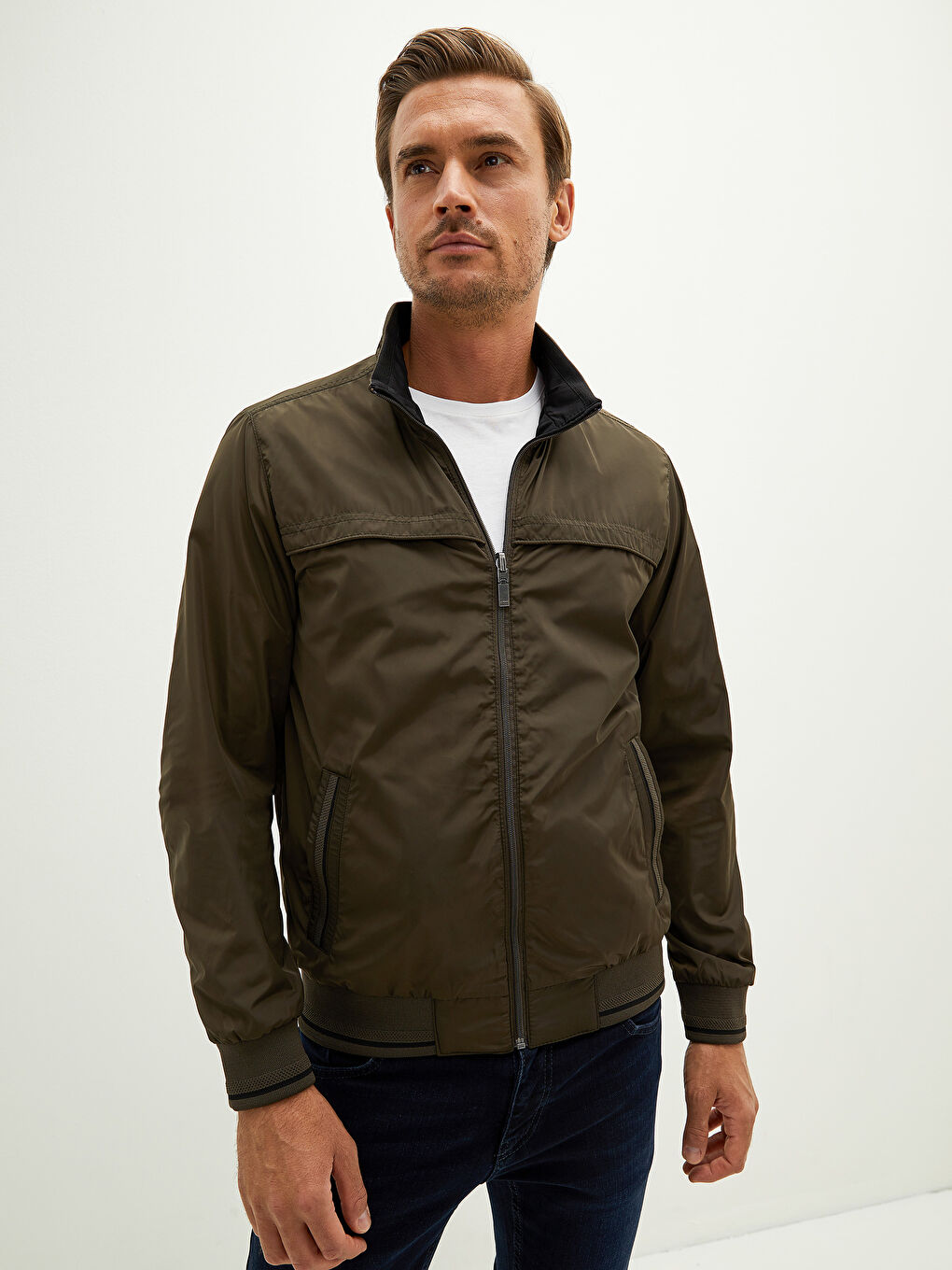 LC Waikiki Standard Pattern Stand Up Collar Men's Bomber Jacket -W11274Z8-K75