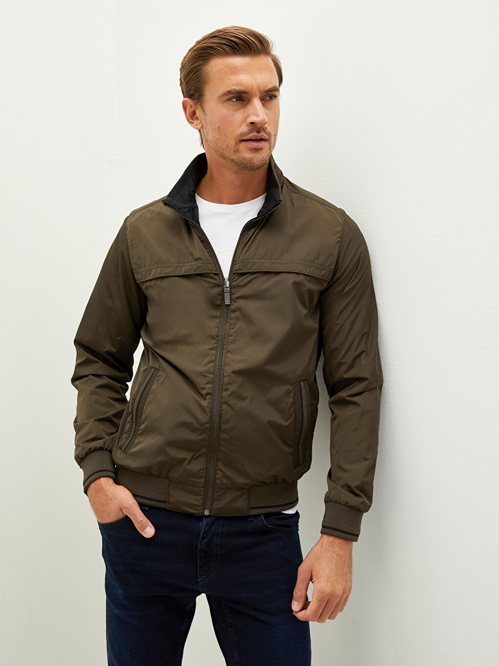 LC Waikiki Standard Pattern Stand Up Collar Men's Bomber Jacket -W11274Z8-K75