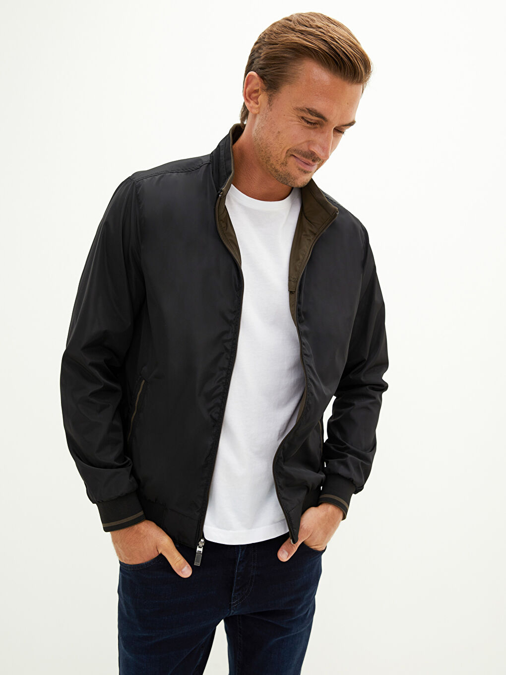 LC Waikiki Standard Pattern Stand Up Collar Men's Bomber Jacket -W11274Z8-K75